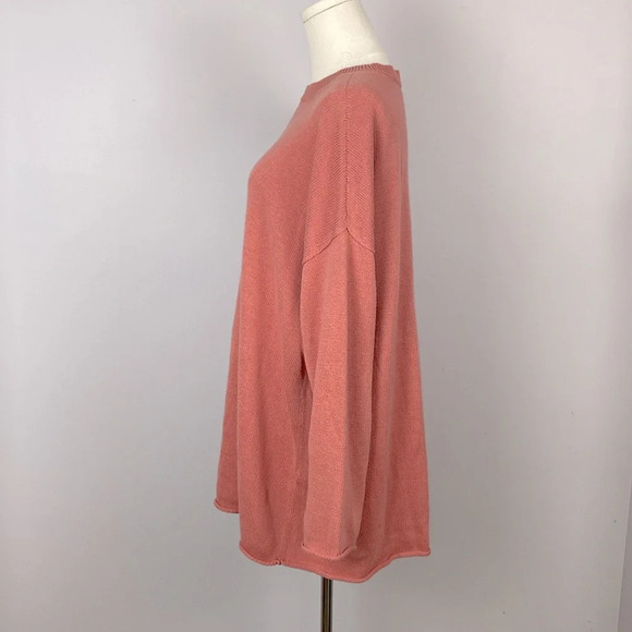 Eileen Fisher Organic Cotton Drop Shoulder Coral Sweater size Large - Picture 4 of 13